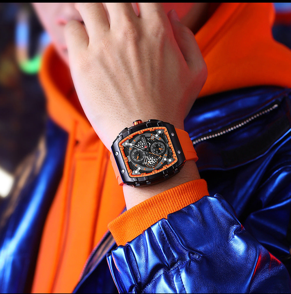 **Luxe herenhorloge met zes pinnen en quartz – nauwkeurige chronograaf met stijlvolle band**