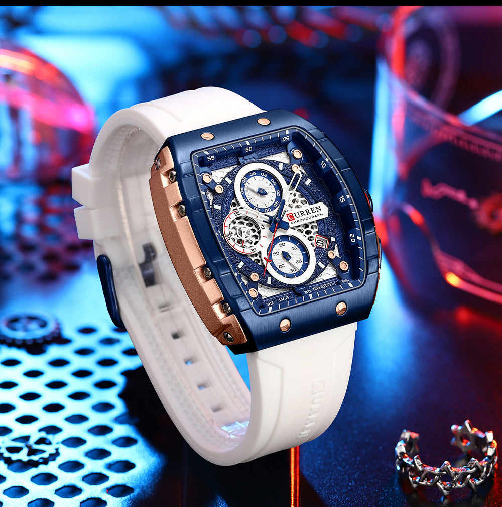 **Luxe herenhorloge met zes pinnen en quartz – nauwkeurige chronograaf met stijlvolle band**