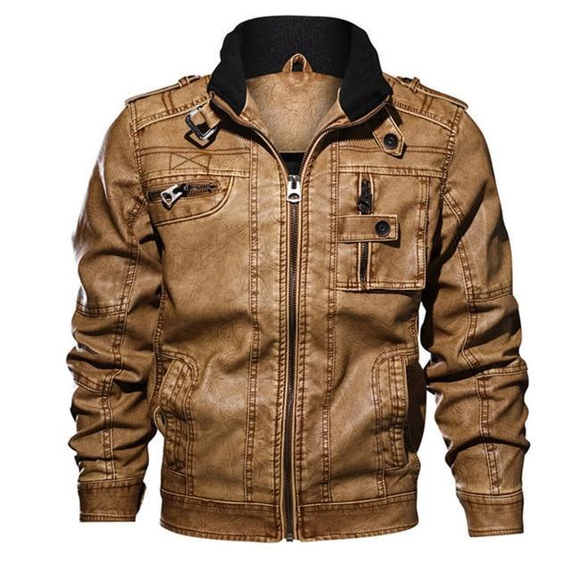 "Heren PU leren staande kraag jas - Casual rits bovenkleding (XL-7XL) | Stijlvolle en duurzame modejas"
