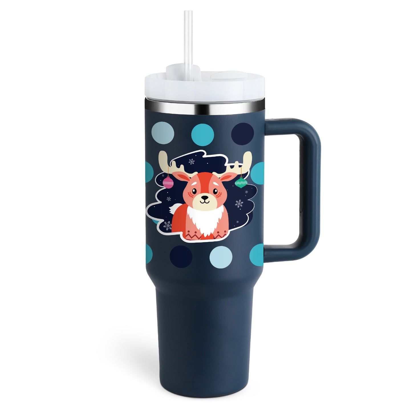 40 oz Insulated Tumbler with Handle & Straw – Stainless Steel Spill-Proof Travel Mug with Lid, Fits Car Cup Holder – Coffee Cup Gift for Valentine, Office, Gym, or Travel