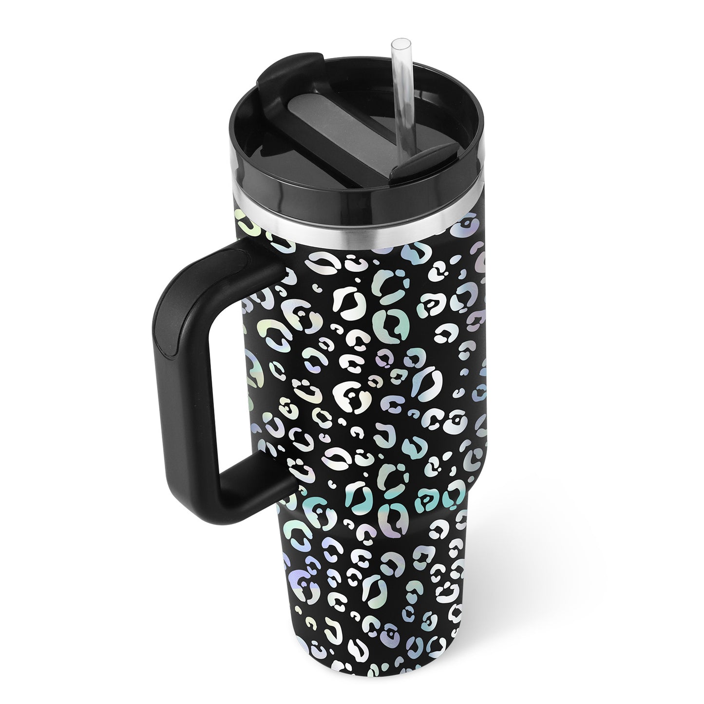 40 oz Insulated Tumbler with Handle & Straw – Stainless Steel Spill-Proof Travel Mug with Lid, Fits Car Cup Holder – Coffee Cup Gift for Valentine, Office, Gym, or Travel