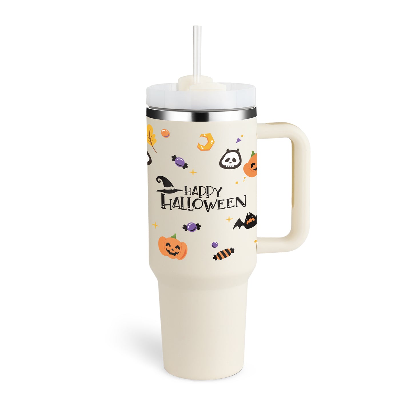 40 oz Insulated Tumbler with Handle & Straw – Stainless Steel Spill-Proof Travel Mug with Lid, Fits Car Cup Holder – Coffee Cup Gift for Valentine, Office, Gym, or Travel