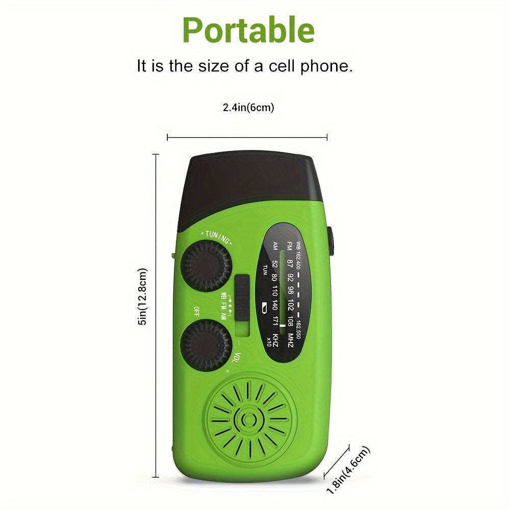 "Zonne-noodradio en powerbank – AM/FM/NOAA-weer, LED-zaklamp"
