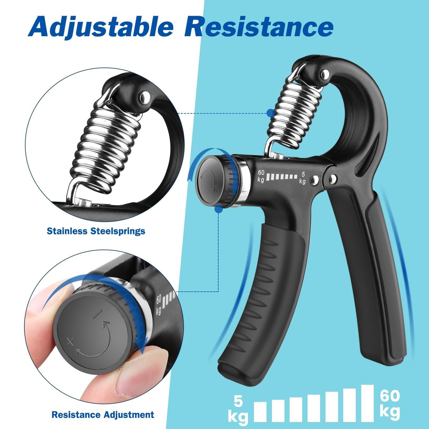 **Verstelbare handgreepversterker – Professionele vinger- en polstrainer voor griptraining, onderarm- en spierontwikkeling**