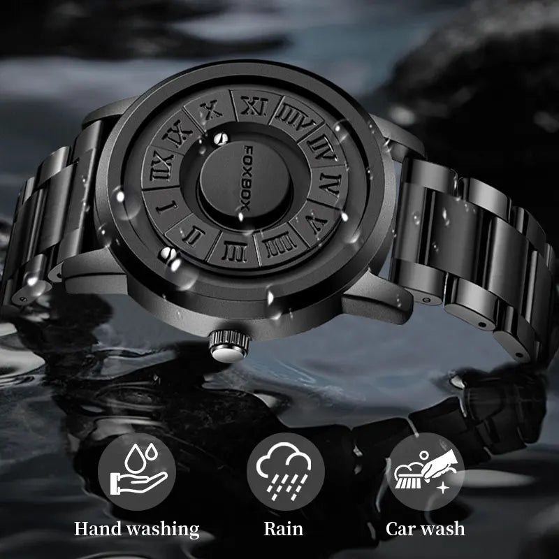 LIGE Luxury Watch Men Creative Scrolling Pointer Magnetic Force Sport Watches Men Quartz Chronograph Man Clock Relogio Masculino - leather brown black
