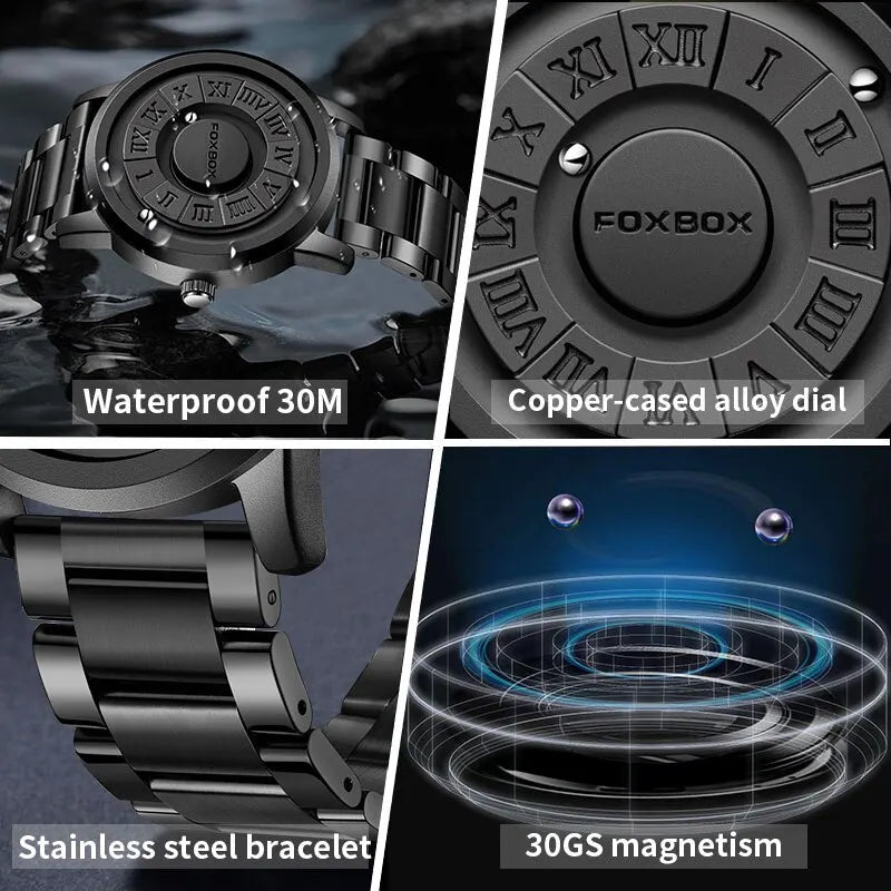 LIGE Luxury Watch Men Creative Scrolling Pointer Magnetic Force Sport Watches Men Quartz Chronograph Man Clock Relogio Masculino - leather brown black