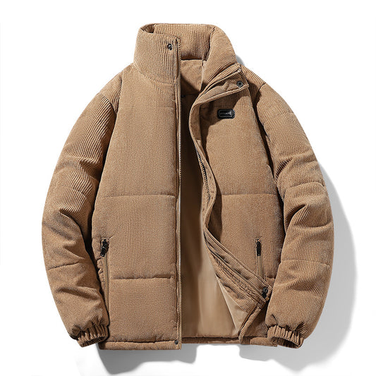 2023 Winter New Men's Corduroy Neck Collar Warm Padded Velvet Coat Men's