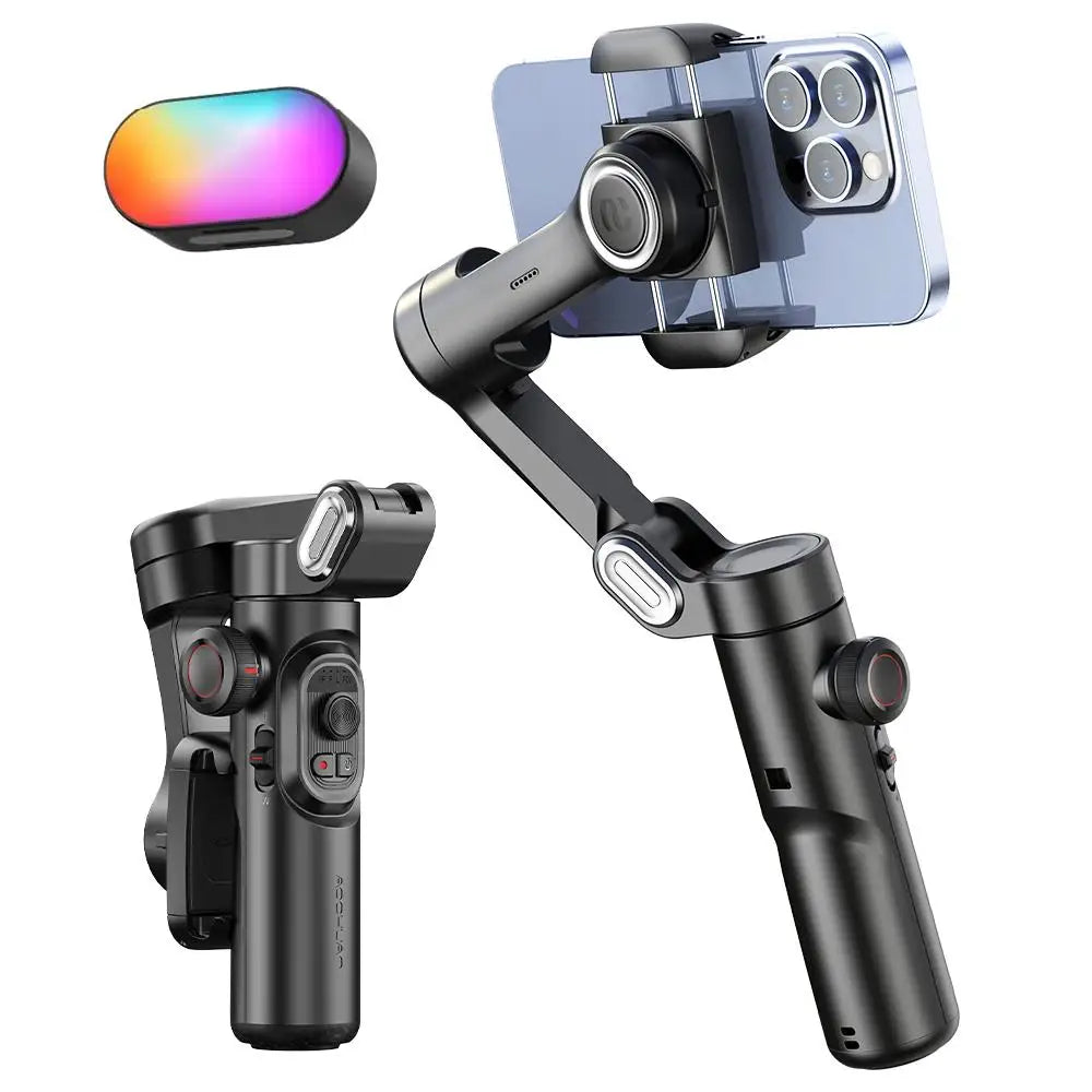 AOCHUAN Smart XE 3-assige Gimbal Stabilisator met Vullicht – Professionele Smartphone Stabilisator voor iPhone & Android | Gezichtsherkenning, TikTok & Vlogging Essentieel
