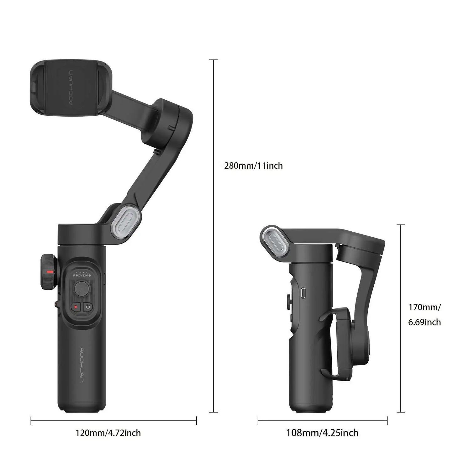 AOCHUAN Smart XE 3-assige Gimbal Stabilisator met Vullicht – Professionele Smartphone Stabilisator voor iPhone & Android | Gezichtsherkenning, TikTok & Vlogging Essentieel