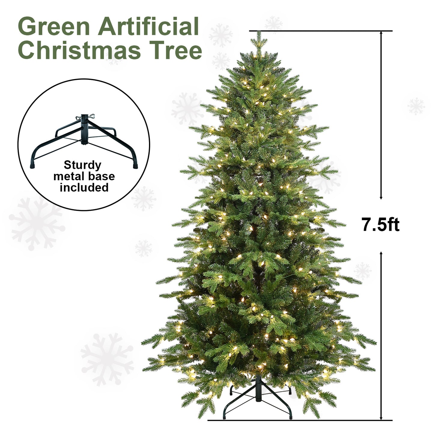 ✅ “Pre-Lit PVC Christmas Tree – Green Artificial Christmas Tree with LED Lights for Holiday Home Décor”