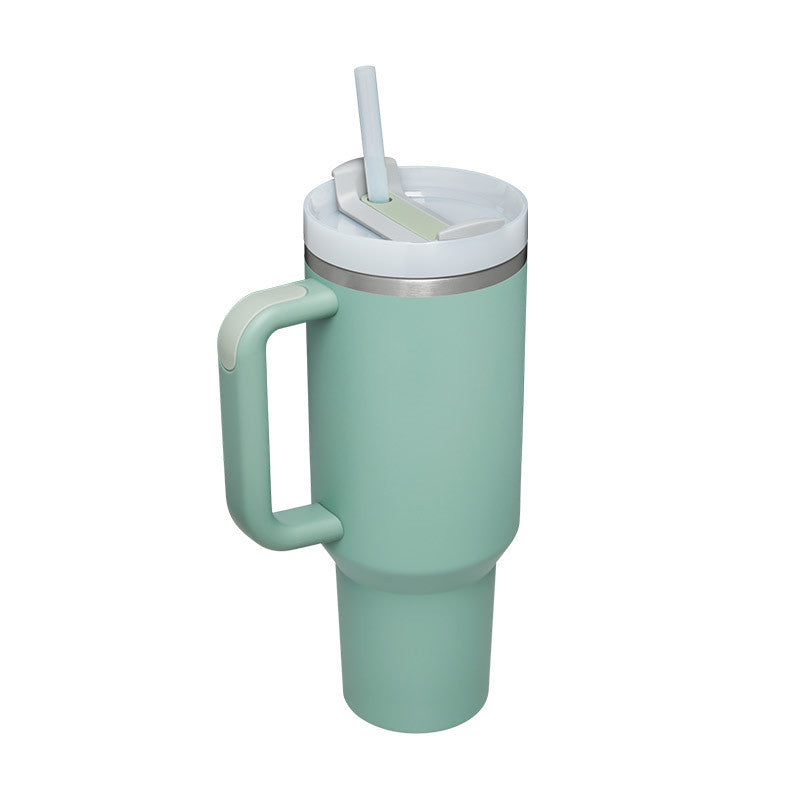 40 oz Insulated Tumbler with Handle & Straw – Stainless Steel Spill-Proof Travel Mug with Lid, Fits Car Cup Holder – Coffee Cup Gift for Valentine, Office, Gym, or Travel