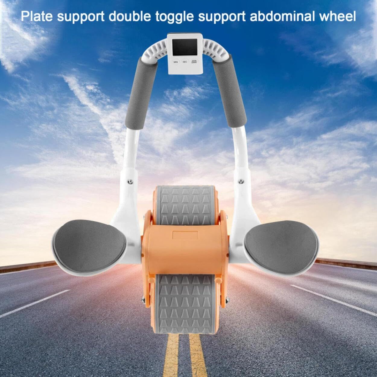 Orange Health Belt Table,Ab Roller Wheel, Automatic Rebound Abdominal Wheel Abs Workout Equipment for Strengthening Core Muscles Exerciser with Timer & Knee Pad Accessoriess