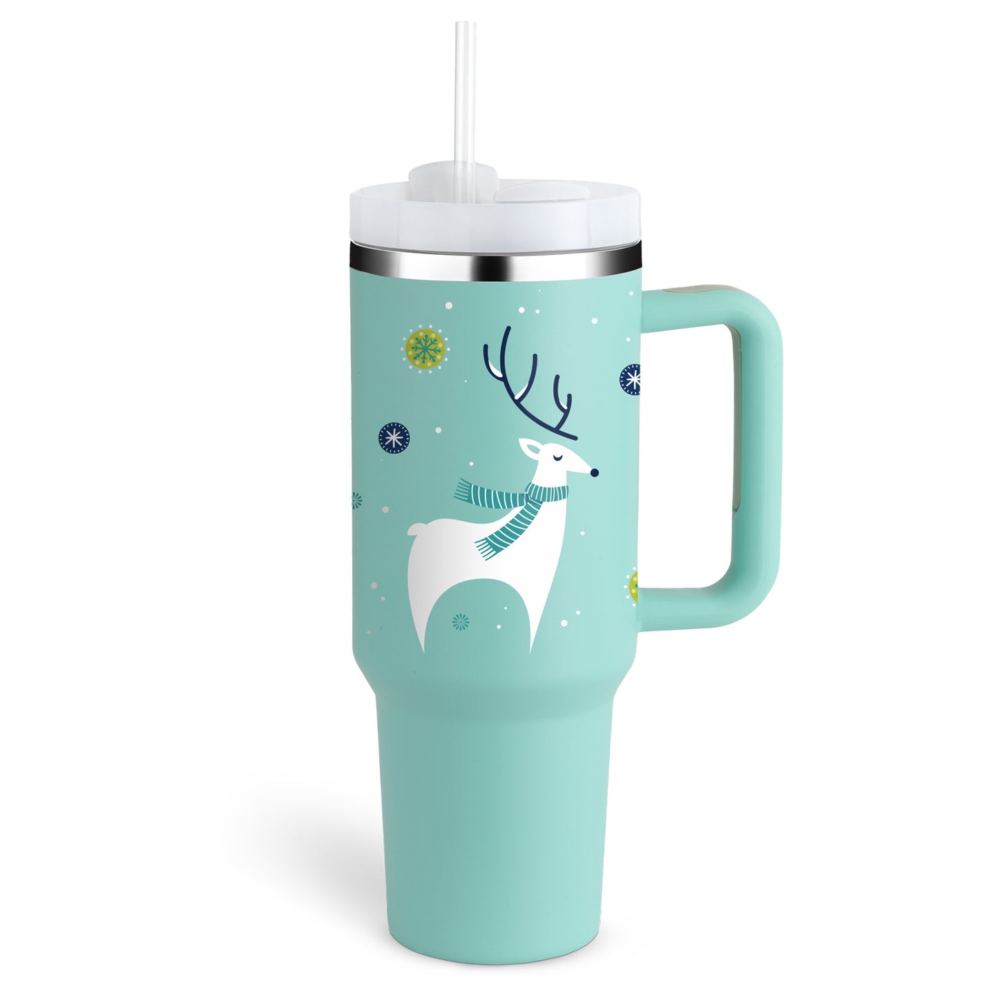 40 oz Insulated Tumbler with Handle & Straw – Stainless Steel Spill-Proof Travel Mug with Lid, Fits Car Cup Holder – Coffee Cup Gift for Valentine, Office, Gym, or Travel