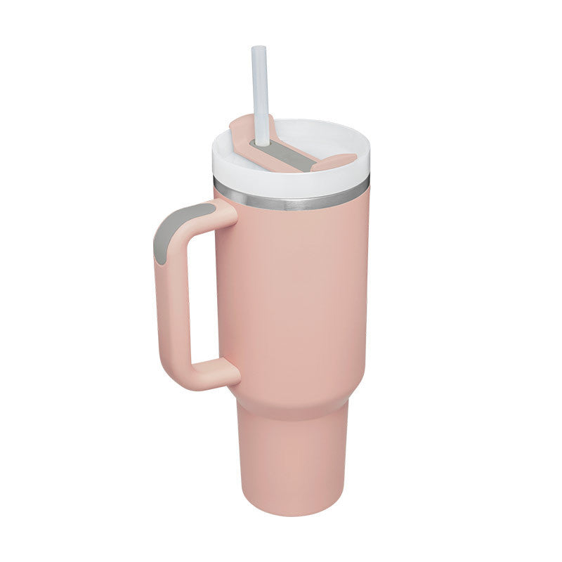40 oz Insulated Tumbler with Handle & Straw – Stainless Steel Spill-Proof Travel Mug with Lid, Fits Car Cup Holder – Coffee Cup Gift for Valentine, Office, Gym, or Travel
