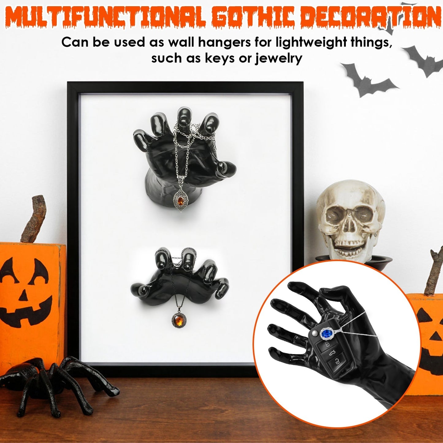 “3pcs Creepy Reaching Hands with LED Candles – Wall Mounted Halloween Decoration, Gothic Witch Devil Hand Horror Sculpture, Spooky Life-Sized Haunted House Decor”