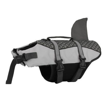 Dog Life Jacket with Shark Fin, Adjustable Pet Float Vest with Reflective Stripes and Life Handle, Life Buoy