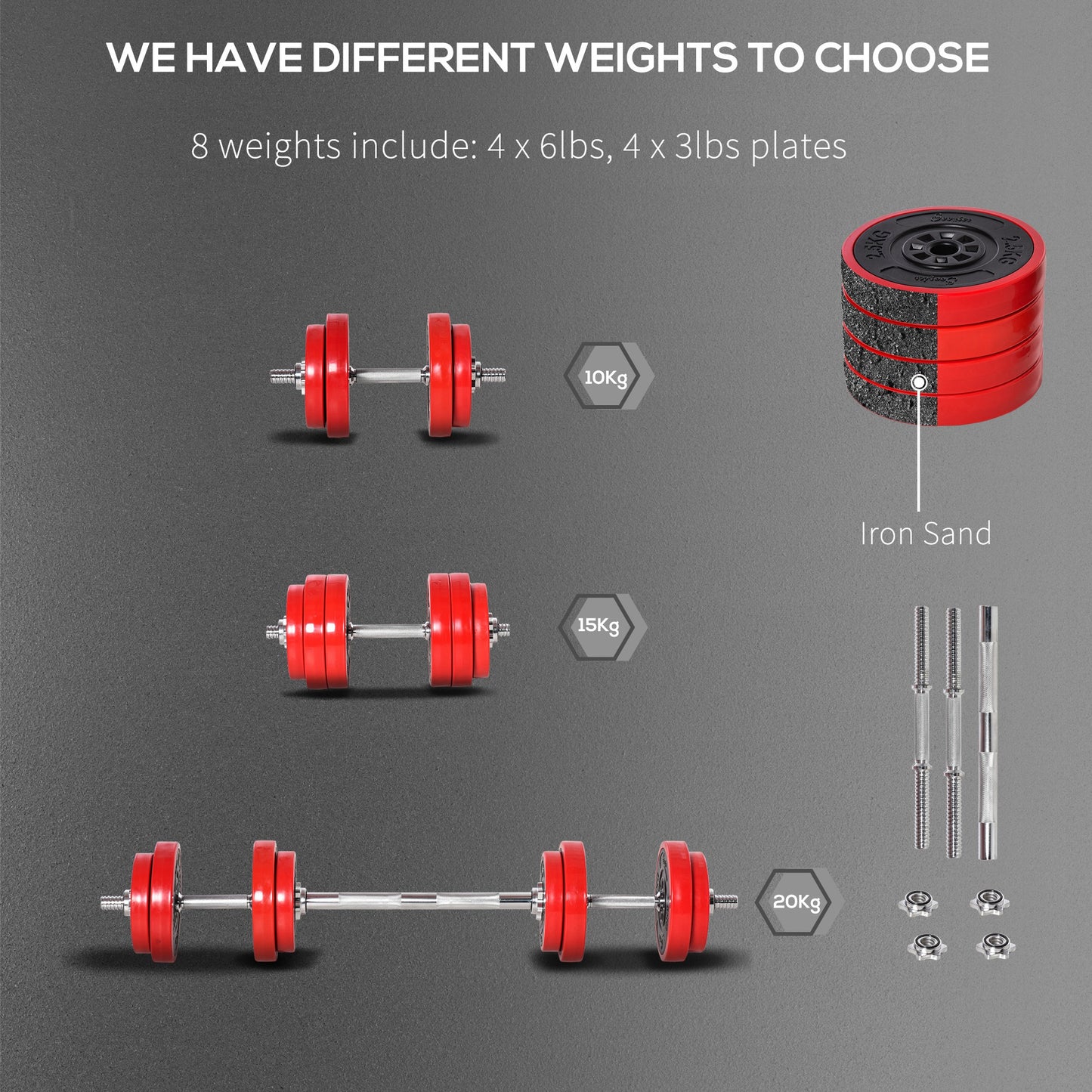 Adjustable Dumbbell Set 44LB, 2-in-1 Convertible Barbell & Dumbbell Weight Set for Full-Body Home Gym Strength Training – Men & Women