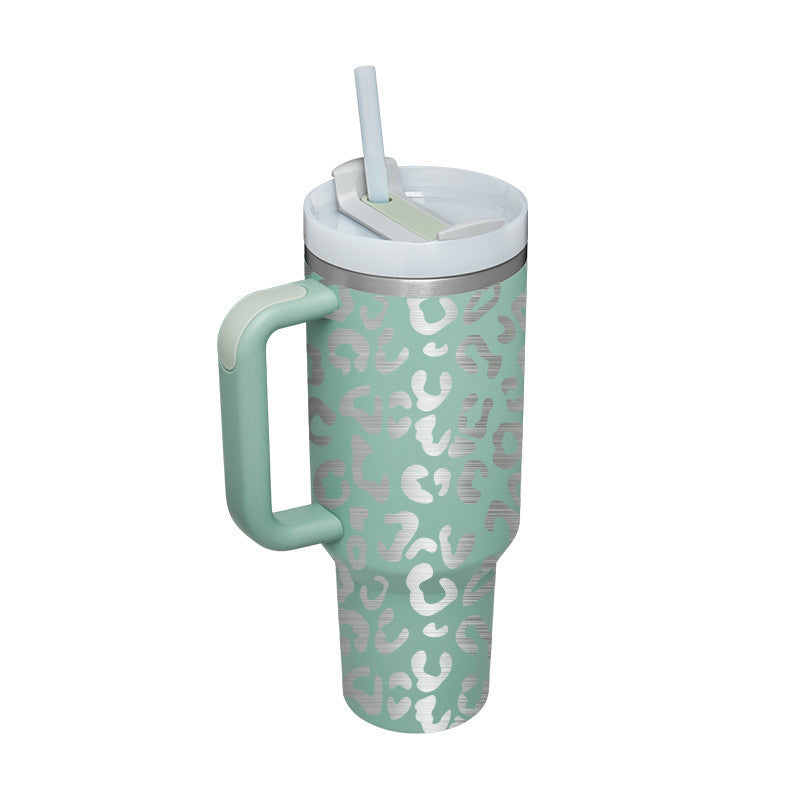40 oz Insulated Tumbler with Handle & Straw – Stainless Steel Spill-Proof Travel Mug with Lid, Fits Car Cup Holder – Coffee Cup Gift for Valentine, Office, Gym, or Travel