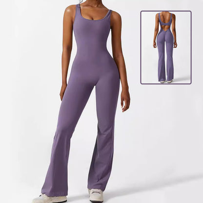 "Elegante mouwloze, wijd uitlopende yogajumpsuit - chique en comfortabele sportkleding"