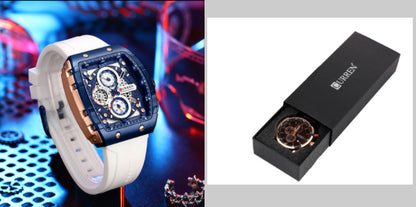 **Luxe herenhorloge met zes pinnen en quartz – nauwkeurige chronograaf met stijlvolle band**