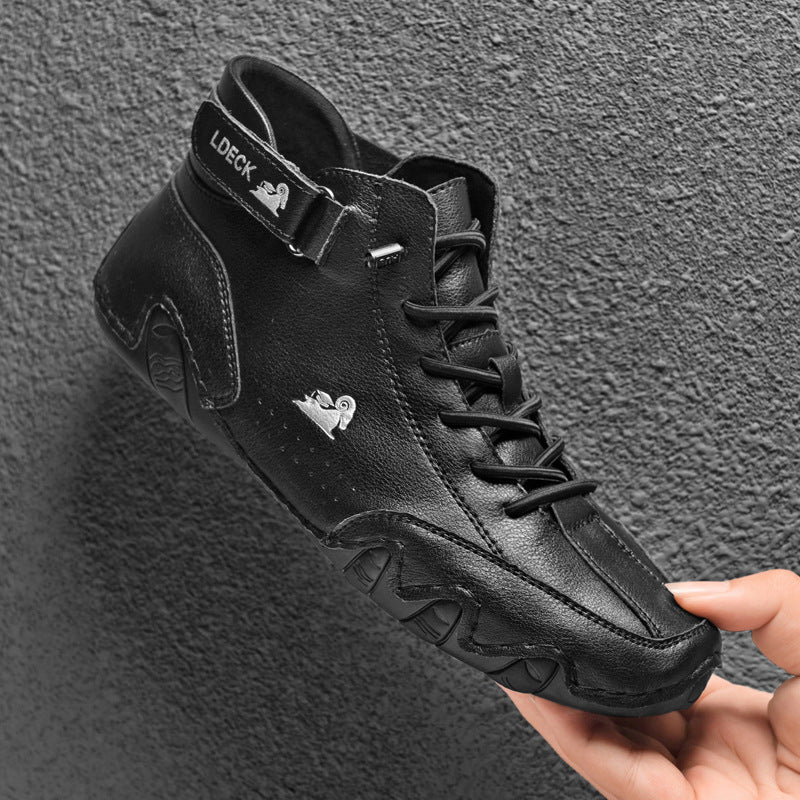 Genuine Leather High-Top Unisex Boots