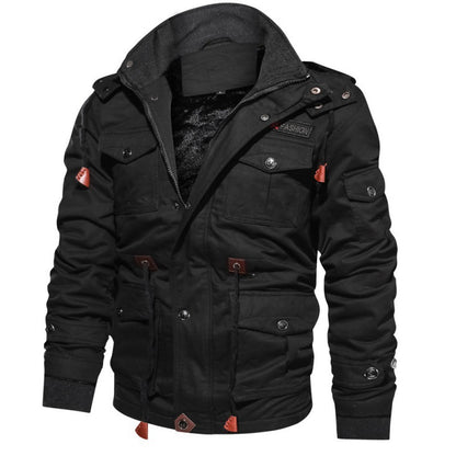 SPOSULEI Winter Jackets for Men Cotton Work Fleece Lined Army Jacket Winter Military Coat with Multi-Pockets
