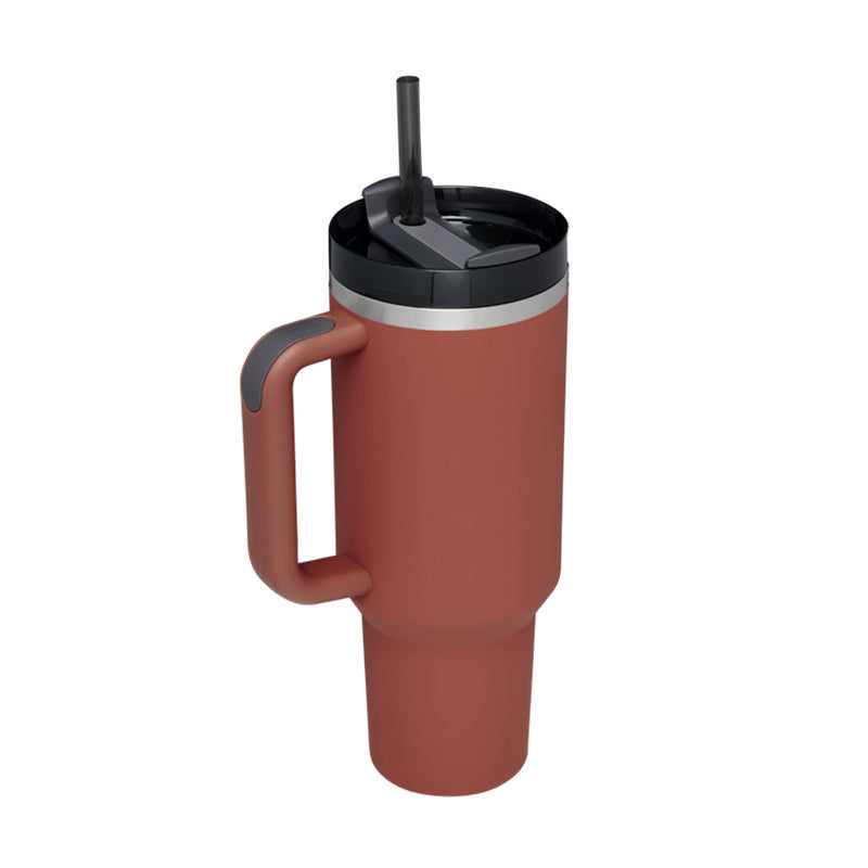 40 oz Insulated Tumbler with Handle & Straw – Stainless Steel Spill-Proof Travel Mug with Lid, Fits Car Cup Holder – Coffee Cup Gift for Valentine, Office, Gym, or Travel