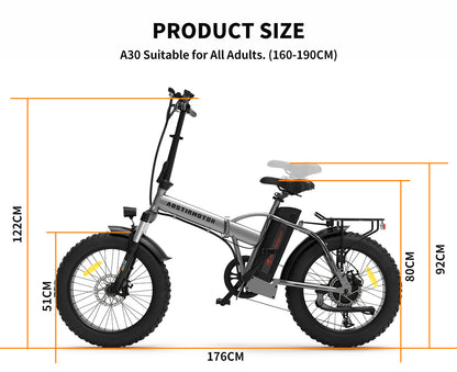“20×4 Foldable Fat Tire Electric Bike – 48V 12.5Ah Long-Range E-Bike with Dual Disc Brakes & Fenders – Free U.S. Shipping”