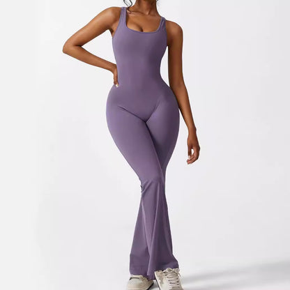 "Elegante mouwloze, wijd uitlopende yogajumpsuit - chique en comfortabele sportkleding"