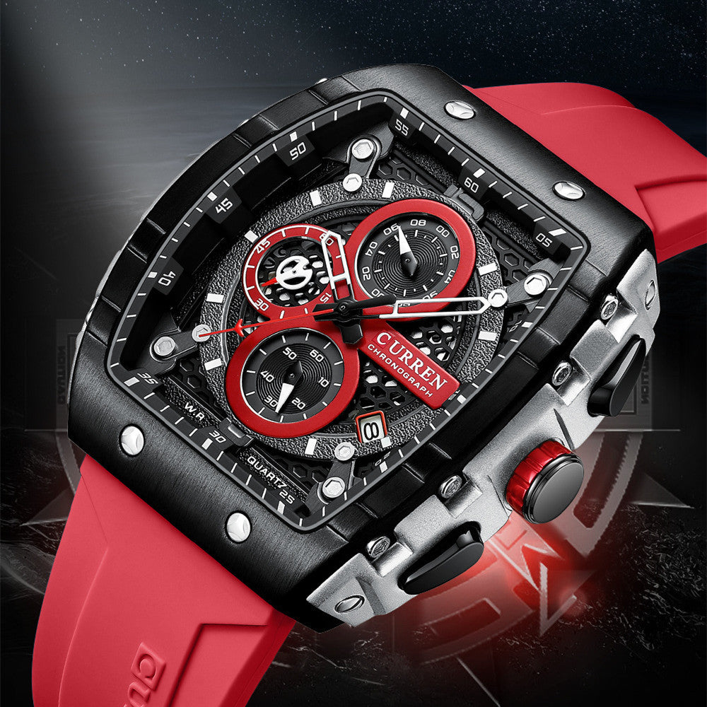 **Luxe herenhorloge met zes pinnen en quartz – nauwkeurige chronograaf met stijlvolle band**