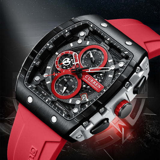 **Luxe herenhorloge met zes pinnen en quartz – nauwkeurige chronograaf met stijlvolle band**