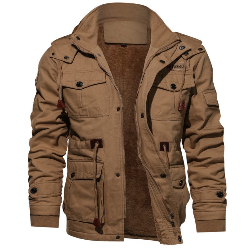 SPOSULEI Winter Jackets for Men Cotton Work Fleece Lined Army Jacket Winter Military Coat with Multi-Pockets