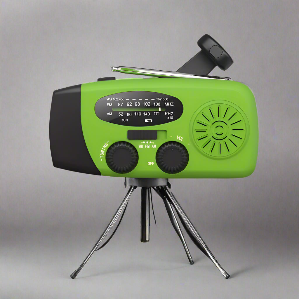 "Zonne-noodradio en powerbank – AM/FM/NOAA-weer, LED-zaklamp"