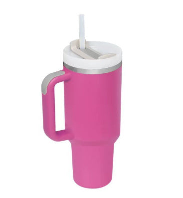 40 oz Insulated Tumbler with Handle & Straw – Stainless Steel Spill-Proof Travel Mug with Lid, Fits Car Cup Holder – Coffee Cup Gift for Valentine, Office, Gym, or Travel