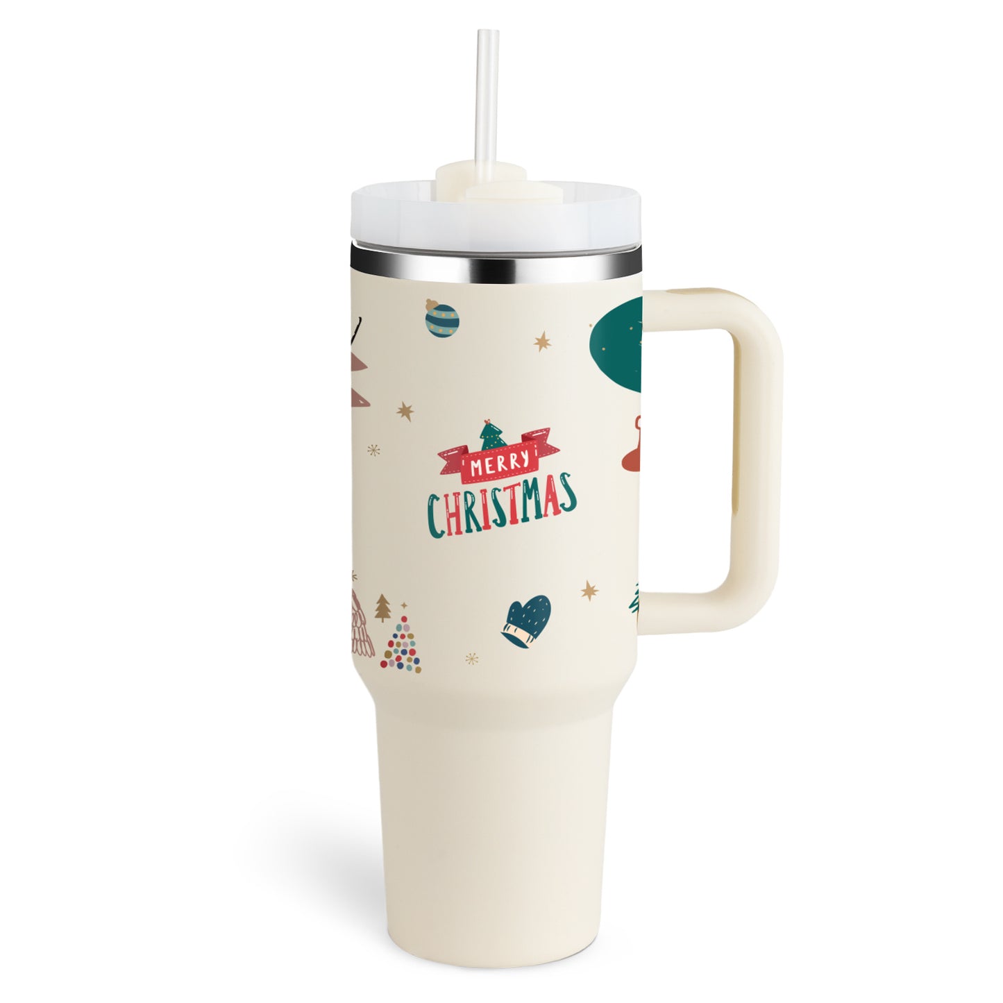 40 oz Insulated Tumbler with Handle & Straw – Stainless Steel Spill-Proof Travel Mug with Lid, Fits Car Cup Holder – Coffee Cup Gift for Valentine, Office, Gym, or Travel