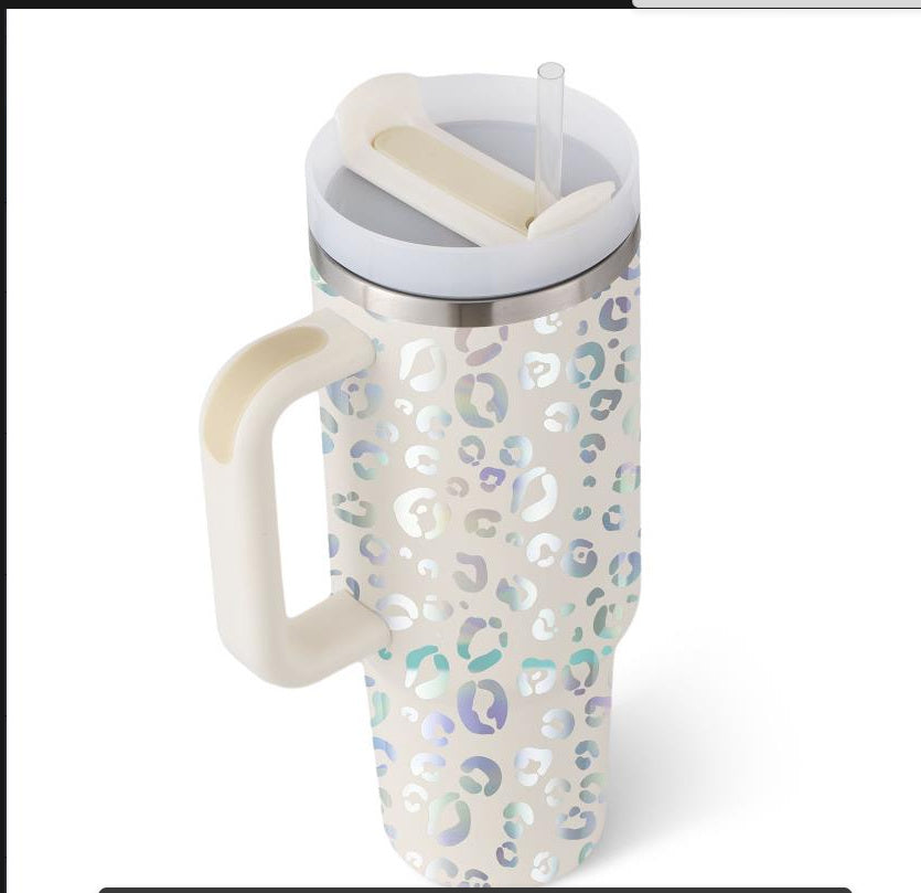 40 oz Insulated Tumbler with Handle & Straw – Stainless Steel Spill-Proof Travel Mug with Lid, Fits Car Cup Holder – Coffee Cup Gift for Valentine, Office, Gym, or Travel