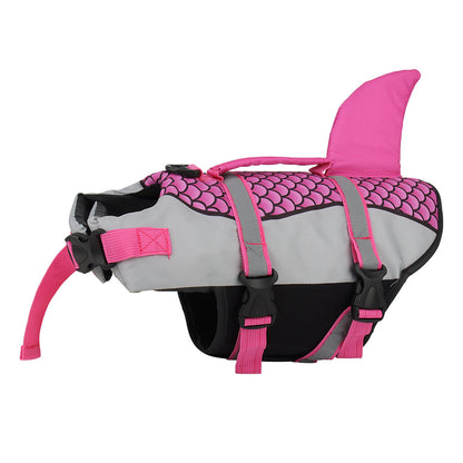 Dog Life Jacket with Shark Fin, Adjustable Pet Float Vest with Reflective Stripes and Life Handle, Life Buoy