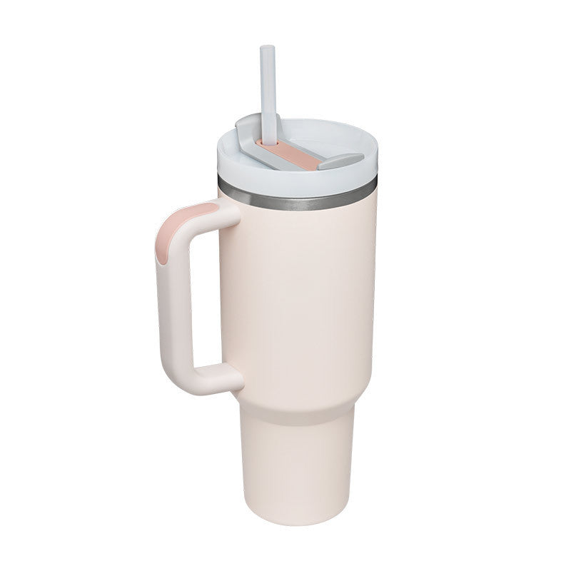 40 oz Insulated Tumbler with Handle & Straw – Stainless Steel Spill-Proof Travel Mug with Lid, Fits Car Cup Holder – Coffee Cup Gift for Valentine, Office, Gym, or Travel