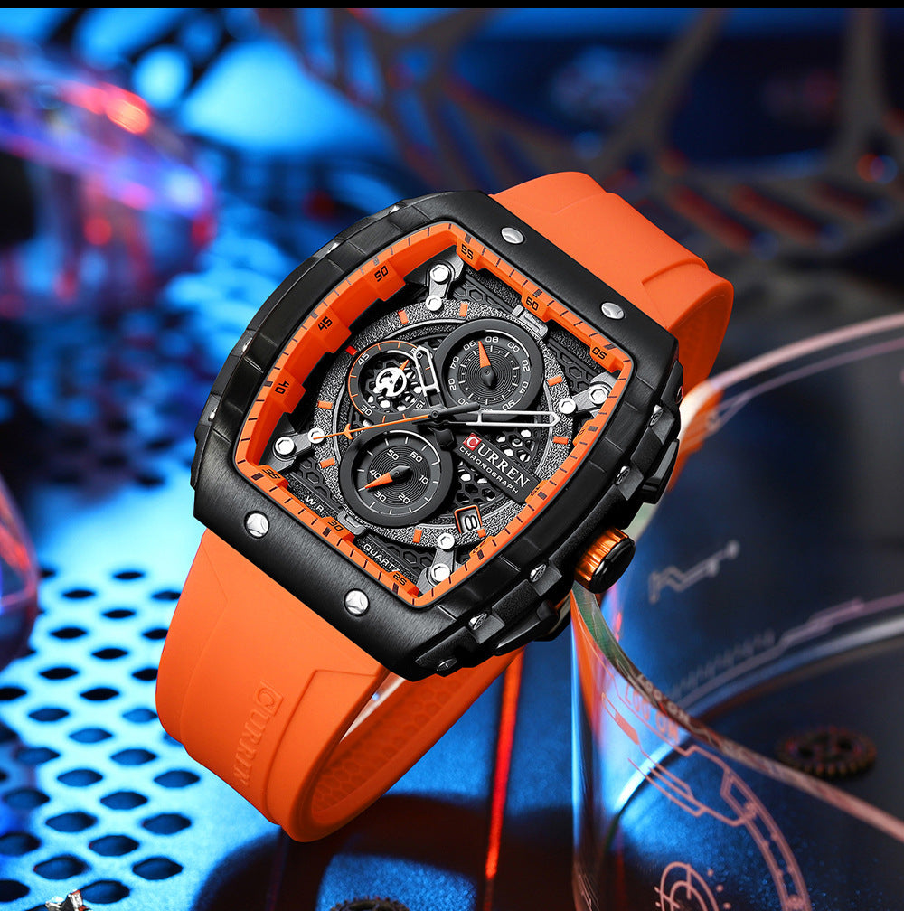 **Luxe herenhorloge met zes pinnen en quartz – nauwkeurige chronograaf met stijlvolle band**