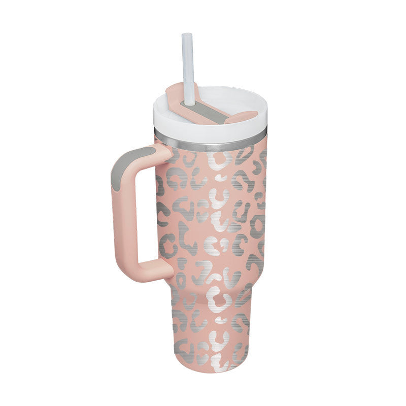40 oz Insulated Tumbler with Handle & Straw – Stainless Steel Spill-Proof Travel Mug with Lid, Fits Car Cup Holder – Coffee Cup Gift for Valentine, Office, Gym, or Travel