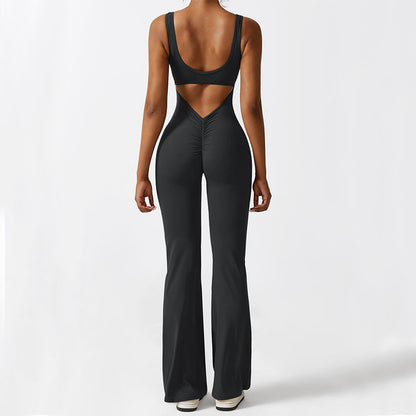 "Elegante mouwloze, wijd uitlopende yogajumpsuit - chique en comfortabele sportkleding"