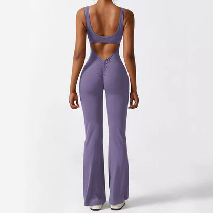 "Elegante mouwloze, wijd uitlopende yogajumpsuit - chique en comfortabele sportkleding"