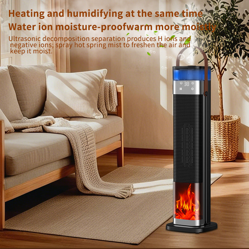 #Portable Ceramic Heater & Humidifier with 3D Flame Effect
