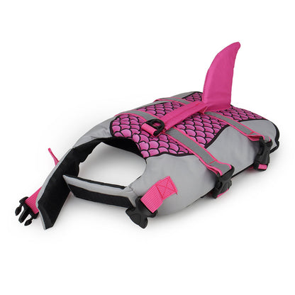 Dog Life Jacket with Shark Fin, Adjustable Pet Float Vest with Reflective Stripes and Life Handle, Life Buoy