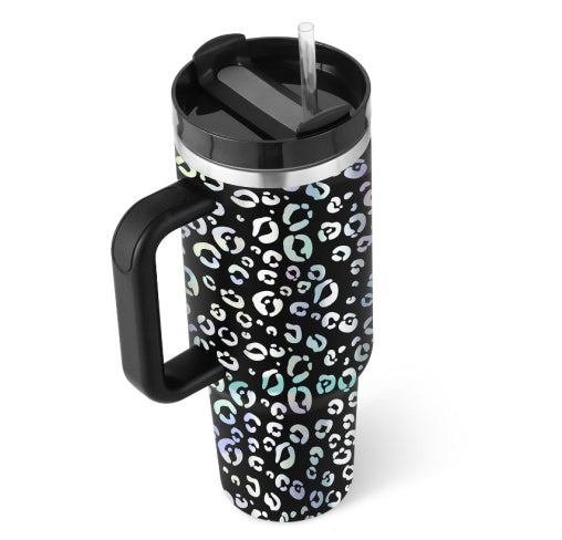 40 oz Insulated Tumbler with Handle & Straw – Stainless Steel Spill-Proof Travel Mug with Lid, Fits Car Cup Holder – Coffee Cup Gift for Valentine, Office, Gym, or Travel
