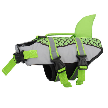 Dog Life Jacket with Shark Fin, Adjustable Pet Float Vest with Reflective Stripes and Life Handle, Life Buoy
