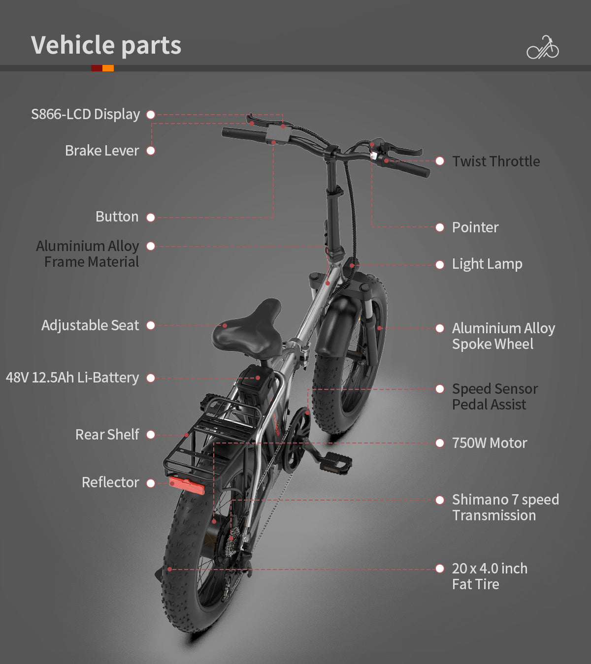 “20×4 Foldable Fat Tire Electric Bike – 48V 12.5Ah Long-Range E-Bike with Dual Disc Brakes & Fenders – Free U.S. Shipping”