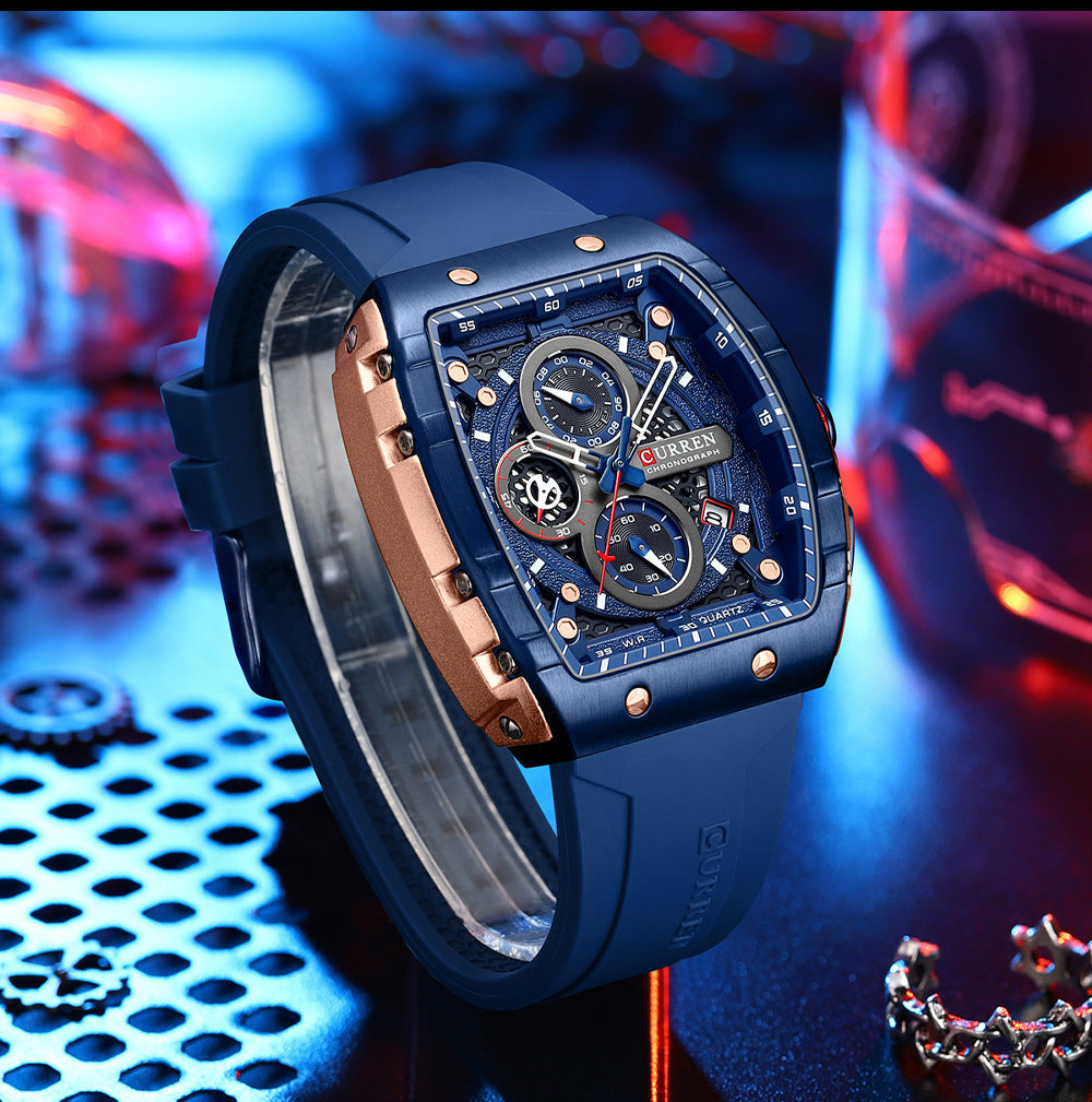 **Luxe herenhorloge met zes pinnen en quartz – nauwkeurige chronograaf met stijlvolle band**