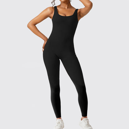 "Elegante mouwloze, wijd uitlopende yogajumpsuit - chique en comfortabele sportkleding"