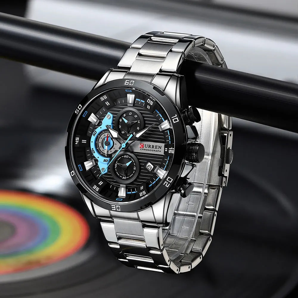 CURREN Steel ChronoX – Men's Fashion Luminous Dial Chronograph Watch